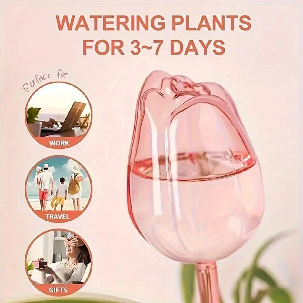 Garden Pink Tulip Plant Watering Balls, Suitable For Indoor Outdoor Plants, Automatic Plant Drippers, And Automatic Watering