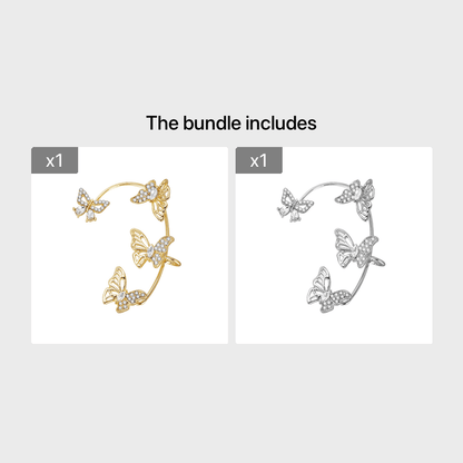 Women'S Elegant Butterfly Ear Cuffs - No-Piercing Ear Hooks, Synthetic Gemstone Accents, Everyday & Formal Jewelry for Parties, Weddings, Everyday Outfits - Non-Piercing Ear Clips for Sensitive Light Beige, Party Accessories,