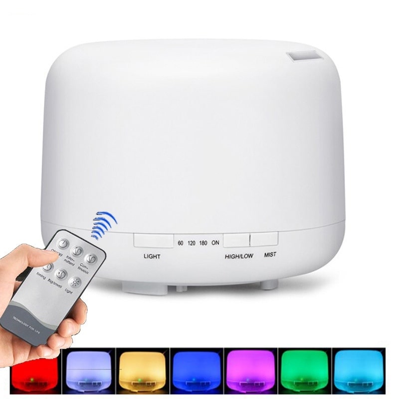 Color Changing Aromatherapy Diffuser With Remote | 500ml | 7 LED Colors