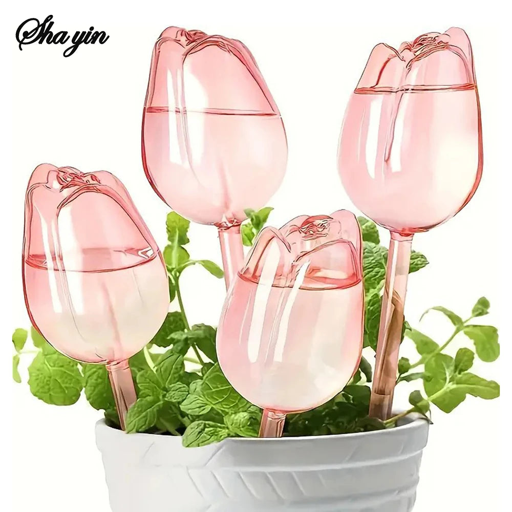 Garden Pink Tulip Plant Watering Balls, Suitable For Indoor Outdoor Plants, Automatic Plant Drippers, And Automatic Watering