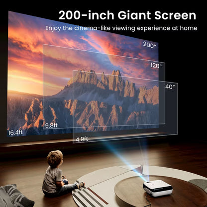 Native 1080P Bluetooth Projector, Full HD Portable Outdoor Movie Projector with Built-In Speaker, with HDMI, USB, AV