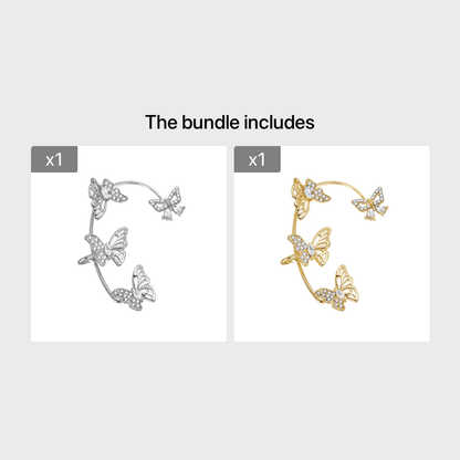 Women'S Elegant Butterfly Ear Cuffs - No-Piercing Ear Hooks, Synthetic Gemstone Accents, Everyday & Formal Jewelry for Parties, Weddings, Everyday Outfits - Non-Piercing Ear Clips for Sensitive Light Beige, Party Accessories,