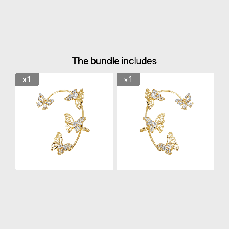 Women'S Elegant Butterfly Ear Cuffs - No-Piercing Ear Hooks, Synthetic Gemstone Accents, Everyday & Formal Jewelry for Parties, Weddings, Everyday Outfits - Non-Piercing Ear Clips for Sensitive Light Beige, Party Accessories,