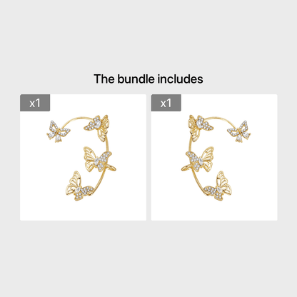 Women'S Elegant Butterfly Ear Cuffs - No-Piercing Ear Hooks, Synthetic Gemstone Accents, Everyday & Formal Jewelry for Parties, Weddings, Everyday Outfits - Non-Piercing Ear Clips for Sensitive Light Beige, Party Accessories,