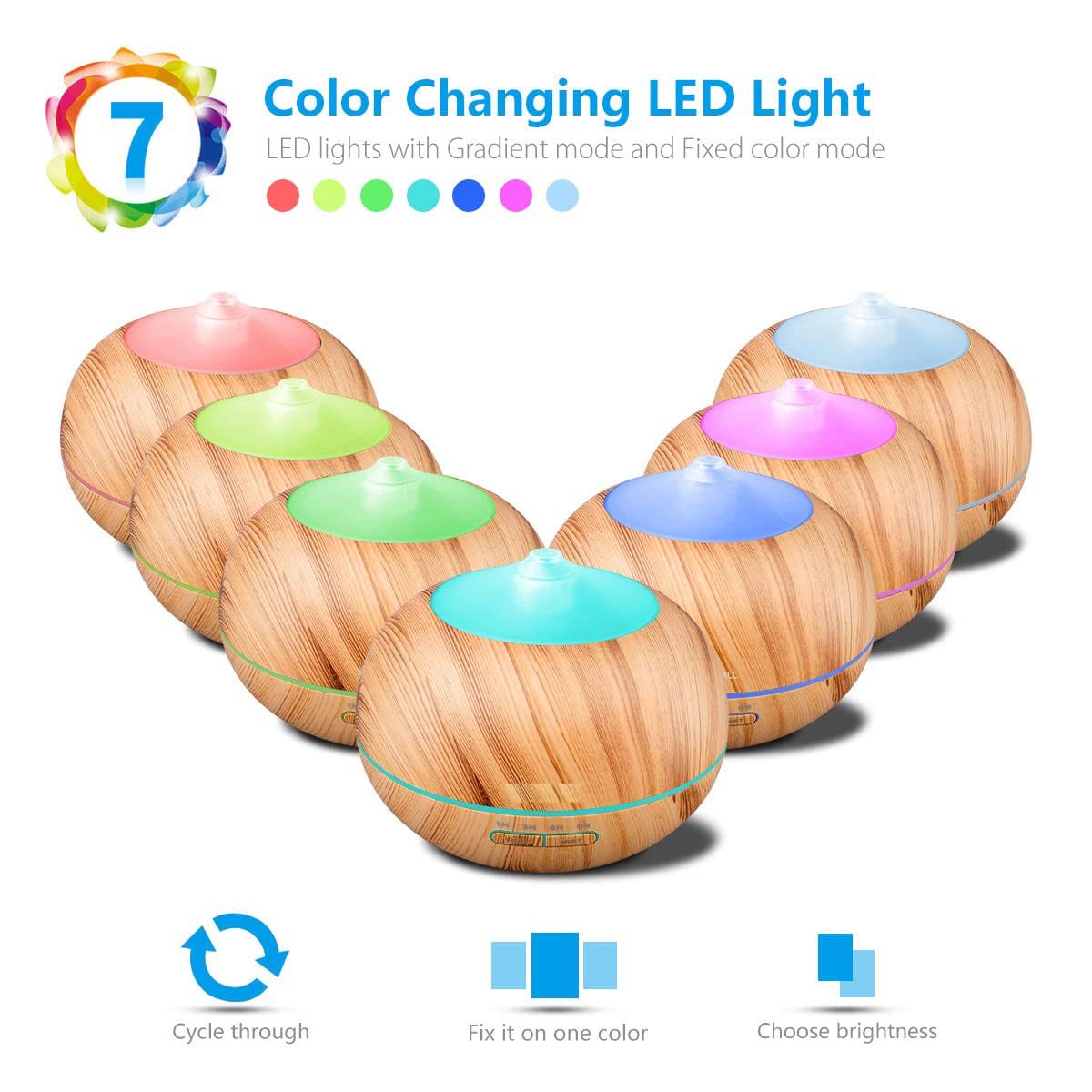 Ultrasonic Color Changing Aromatherapy Diffuser | 7 LED Colors