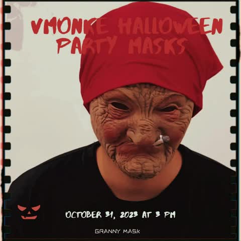 Little Red Hood Smoking Grandma Old Woman Mask Party Props Halloween, ideal choice for gifts Suitable for men and women.