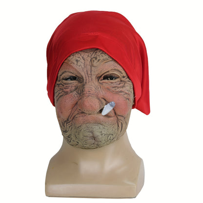 Little Red Hood Smoking Grandma Old Woman Mask Party Props Halloween, ideal choice for gifts Suitable for men and women.