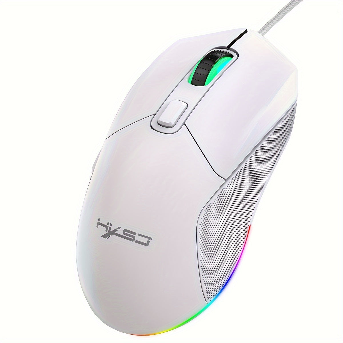 HXSJ New USB Wired Game Mouse RGB Backlit Braid 7200DPI Adjustable Back Cover Replaceable Home Optical Mouse