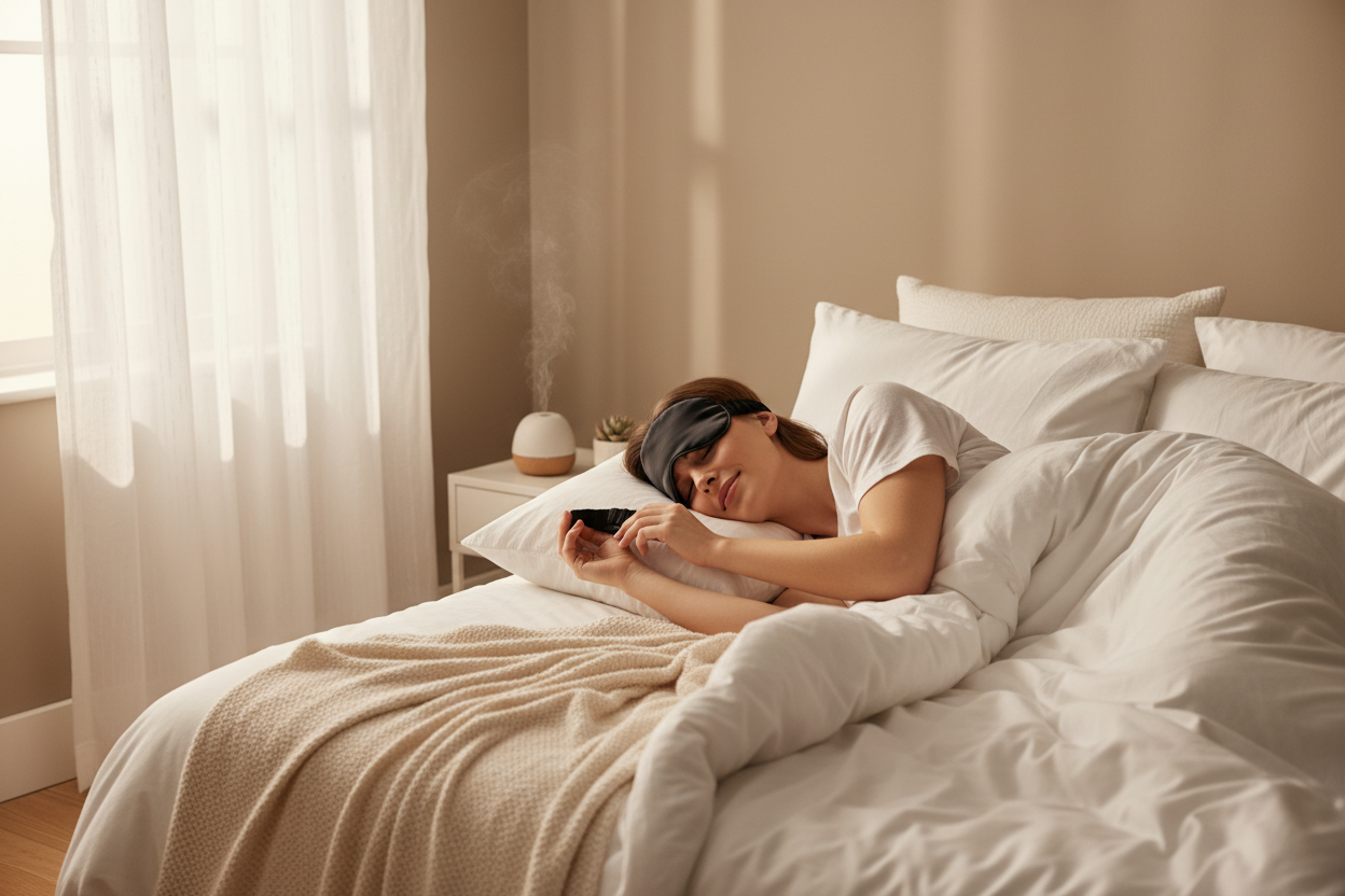 Silk Sleep Mask - Lifestyle In Use